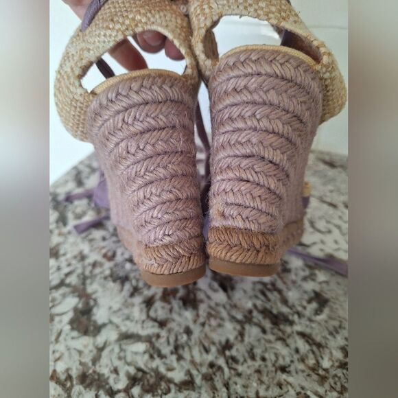 LOUBOUTIN | lace-up espadrille wedges | Cream Purple Size EU 35 - Picture 6 of 11